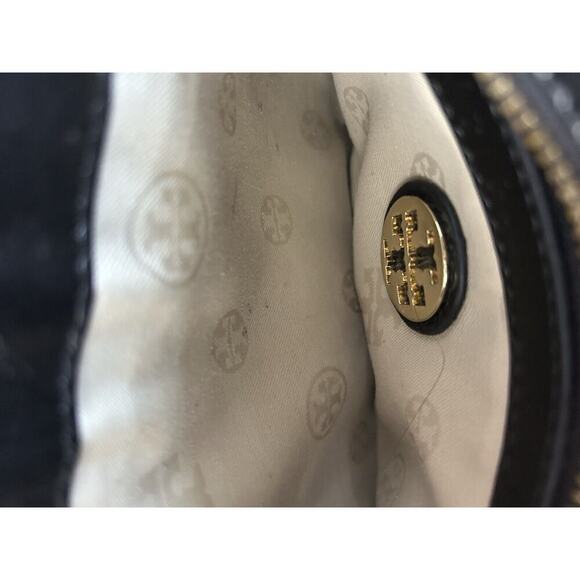 Tory Burch Reva Black Leather Purse Detachable Gold Chain Strap Crossbody Clutch - Picture 16 of 16